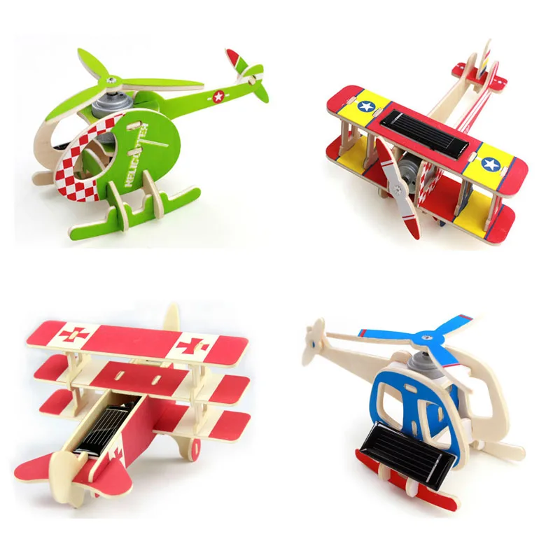 

Solar Energy DIY Kit Aircraft Wooden Plane Model Educational Toys for Child's Gifts