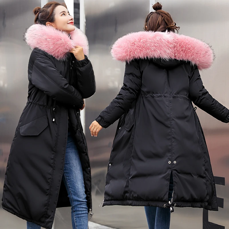 2019 Новое высококачественное Женское пальто Длинная парка с капюшоном мехом