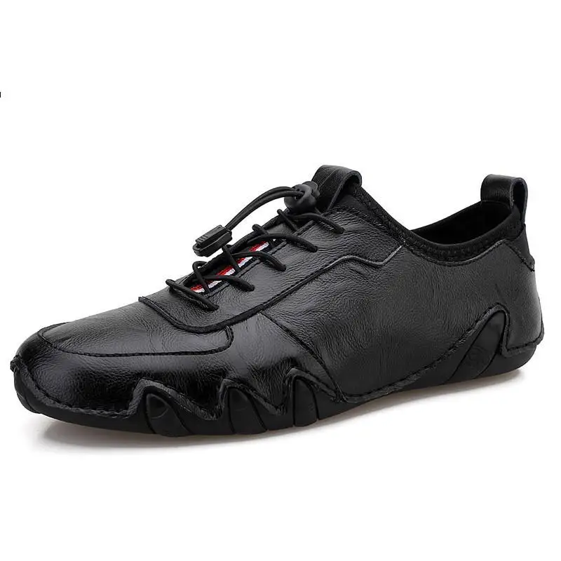 

Мужские кроссовки из коровьей кожи, Повседневные Дышащие лоферы из натуральной кожи, на шнуровке, для вождения, большой размер 46