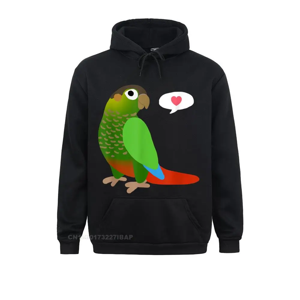 Funny Green Cheek Conure With Heart Shirt Parrot Bird Lover Hoodie Beach Summer Hoodies Funky Clothes Men's Sweatshirts