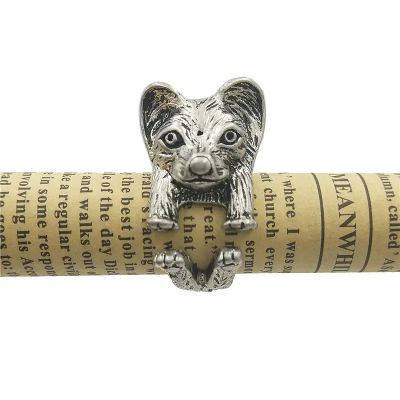 Модное регулируемое винтажное мужское кольцо милое кольцо-бабочка с собакой для