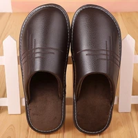 soft short plush mens slippers plus size 35 46 indoor leather slippers winter fashion shoes 2020 new unisex home slippers