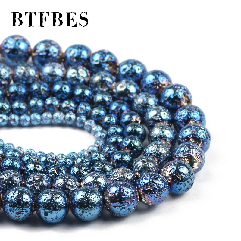 BTFBES натуральный камень сапфир голубая Лава вулканические свободные бусины