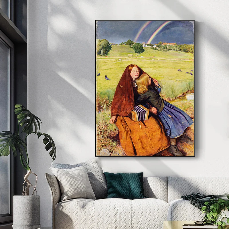 

The Famous Romantic Painting "The Blind Girl"Posters and Prints Canvas Painting Wall Art Picture for Living Room Home Decor Art