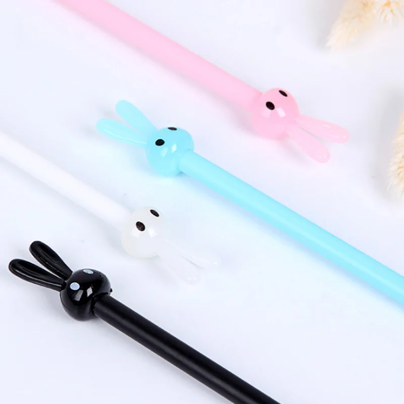 

4pc Cute Rabbit Gel Pen Student Signature Pen Cartoon Plastic Creative Black Pen Office School Supplies Stationery
