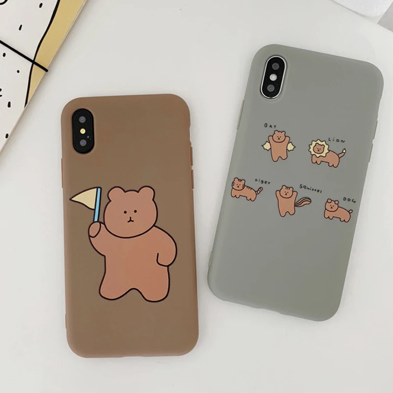 Силиконовый мягкий чехол для телефона с изображением медведя из мультфильма для iPhone 7, 11 Pro, X, XS, MAX, XR, 6, 6s, 8 Plus, забавная матовая задняя крышка, Толстая сумка