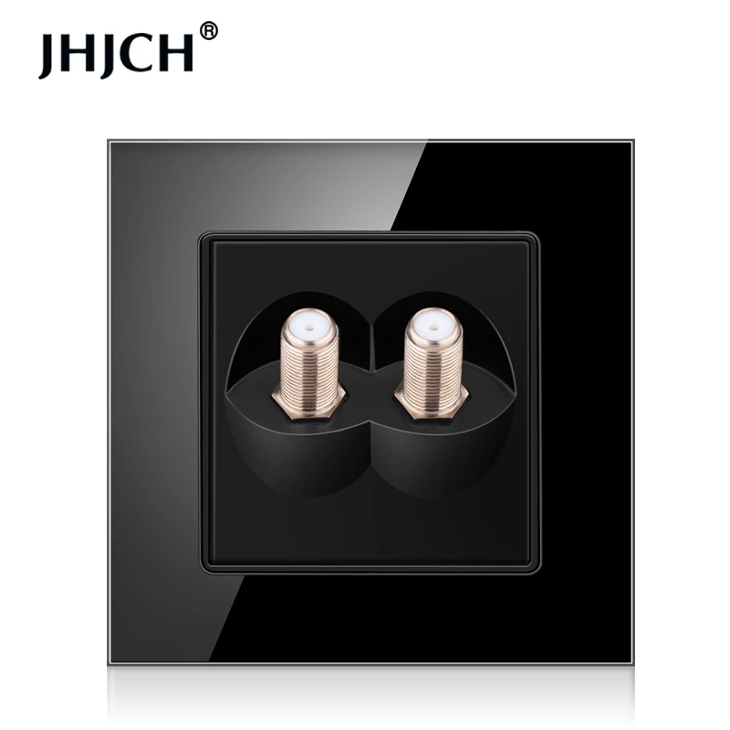 Фото JHJCH-спутниковая розетка, кристальная панель из закаленного стекла, 1 группа, 2 группы, белый, черный, золотой, серый №3