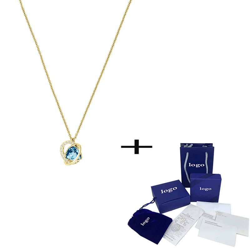 

SWA New Outstanding Love Heart Necklace Fresh Romantic Shiny Crystal Lady Clavicle Send Girlfriend Fashion Jewelry