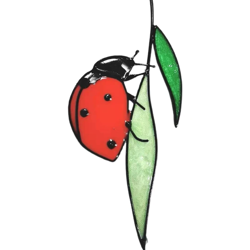 

Ladybug Suncatcher Stained Glass Window Wall Door Hangings Family Car Decoration