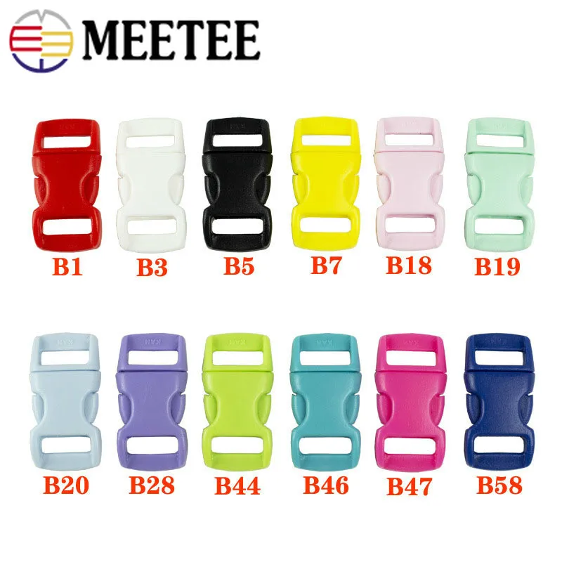 

50/100pcs Meetee 10mm Colors Plastic Side Release Buckles for Paracord Bracelet Pet Collar Safety Adjustment Buckle Accessories