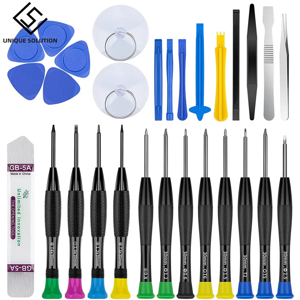 

25 in 1 Mobile Cell Phone Tablet Repair Opening Tool Kits Screwdriver Tweezer Metal Spudger Crowbar Disassemble Hand Tool Set