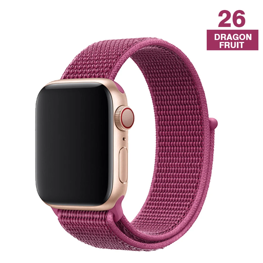 Dragon fruit Ремешок для наручных часов Apple Watch серии 3/2/1 38 мм 42 мм мягкий нейлон дышащий сменный ремешок Спортивные петли для наручных часов iwatch серии 4 5 40 мм 44 мм - Цвет ремешка: Dragon fruit