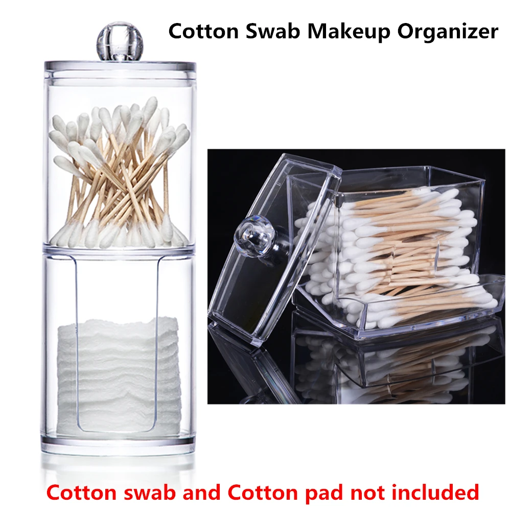 Прозрачный акриловый Органайзер для ватных дисков держатель тампонов коробка