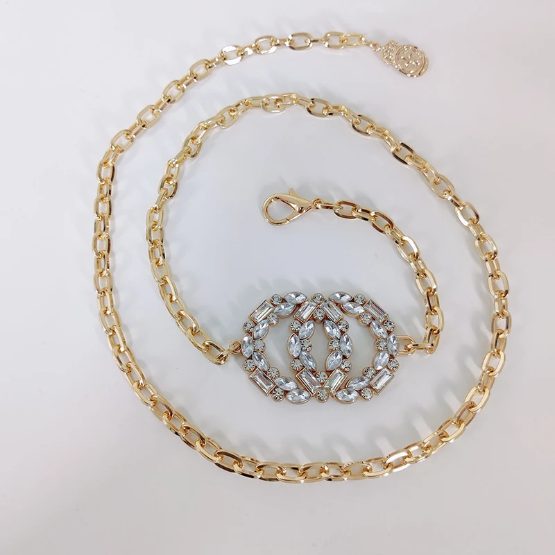 

Gold Chain Belt Ladies Shinny Rhinestone Belts For Women Long Metal Knot Ketting Riem Waist Strass Cinturon Mujer Cummerbunds