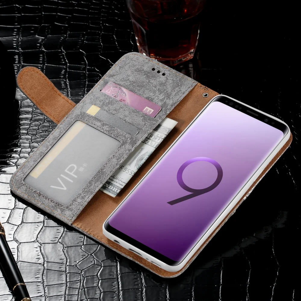 LCHULLE роскошный флип-Кошелек из искусственной кожи чехол для samsung Galaxy A6 J6 Plus A3 A5 J3 J5 Магнитный блестящий чехол для телефона