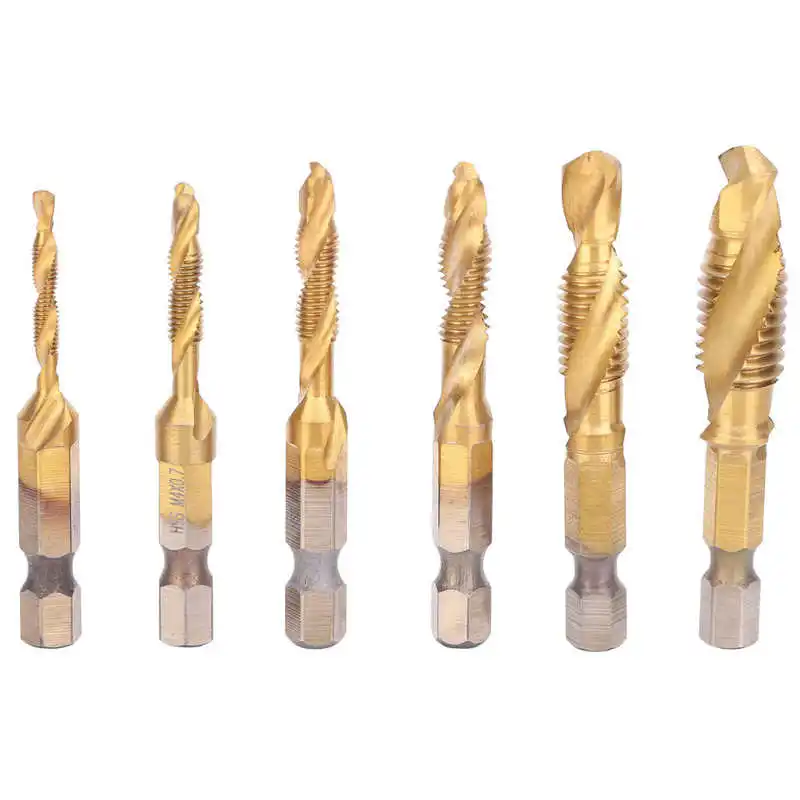 

6pcs Screw Tap Drill Bits Kit 6542 High Speed Steel M10 M8 M6 M5 M4 M3 Tapping Tools Hand Tool