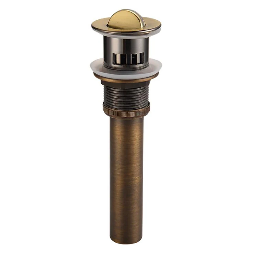 

Bathroom Sink Drain with Overflow Sink Lavatory Drain Stopper with Removable Strainer Basket, Plating, Bronze, Gold, Silver