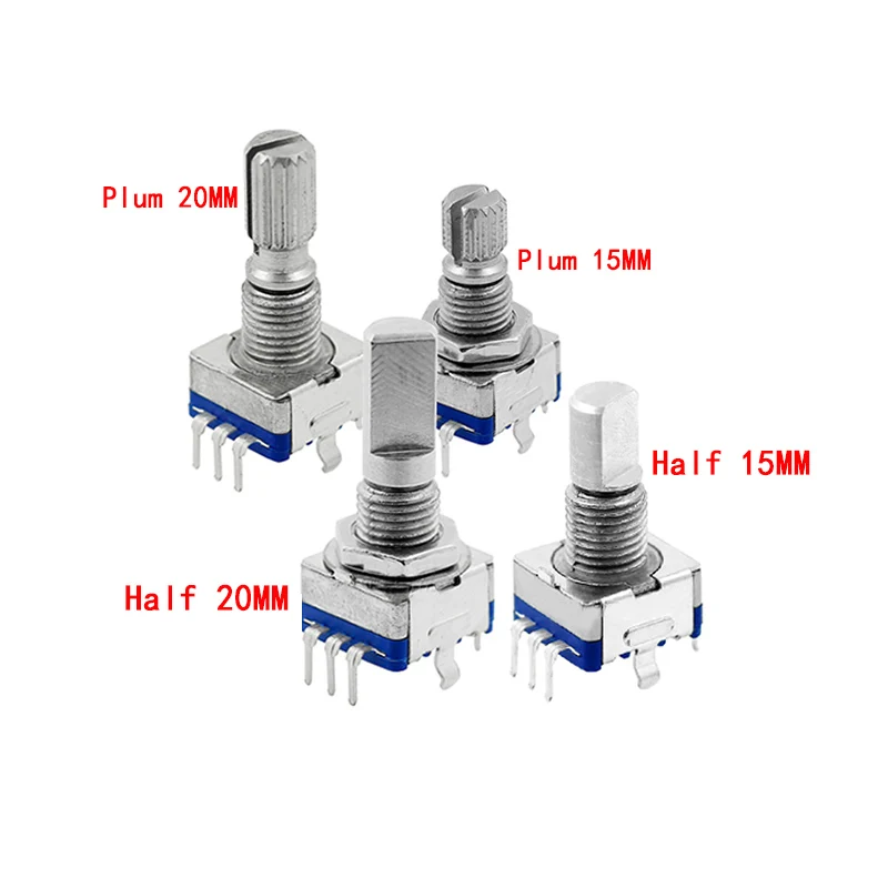 1PCS Half / Plum axis rotary encoder handle length 15mm 20mm code switch/ EC11 digital potentiometer with switch 5Pin - купить по