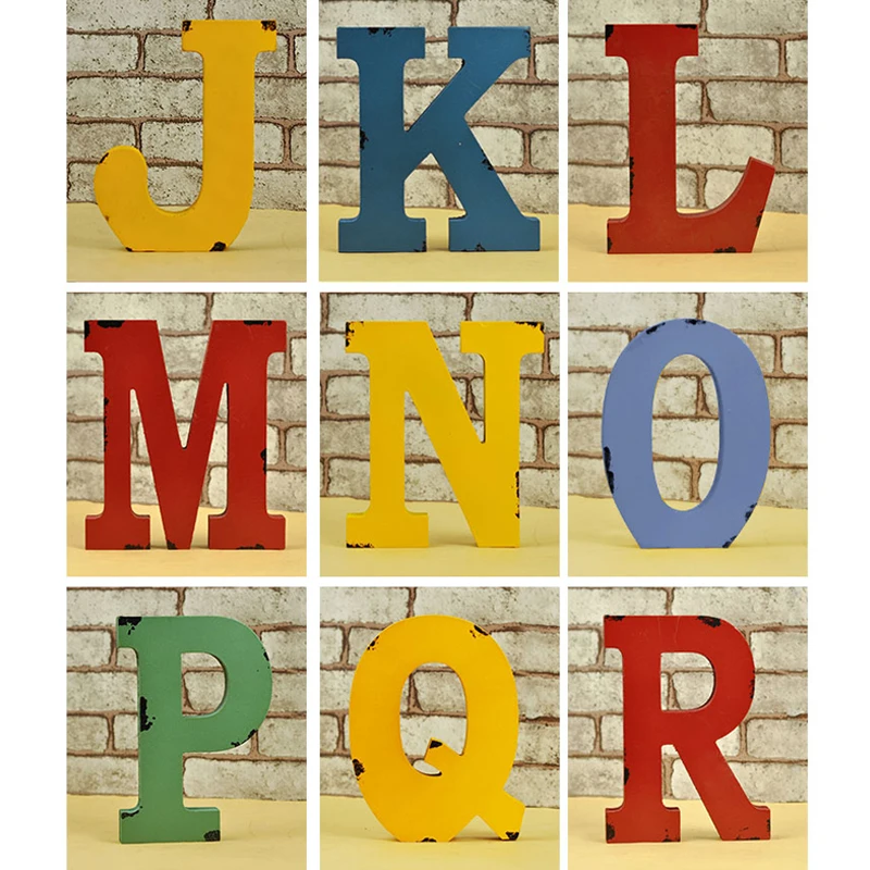 

Retro Wooden Letter English Alphabet DIY Personalised Name Design Art Craft Free Standing Heart Wedding Home Decor