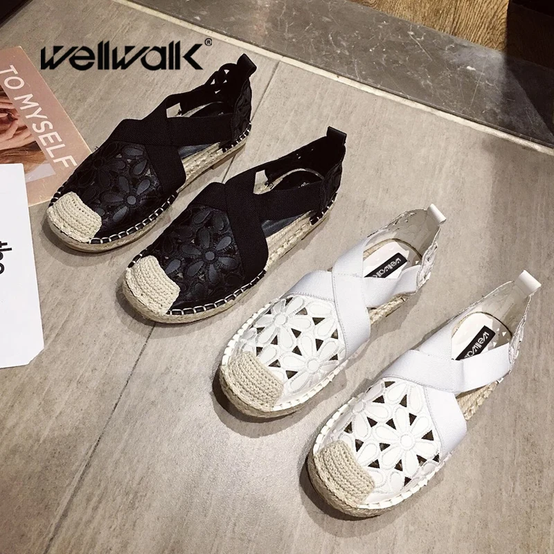 Женские эспадрильи на плоской подошве с круглым носком Слипоны перфорированной