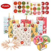 24pcs party favors portable sack diy christmas decoration home reusable candy advent calendar paper countdown gift bag