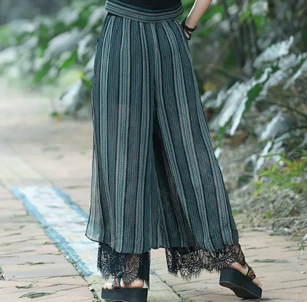 Женские широкие брюки шелковые повседневные штаны свободные длинные винтажные