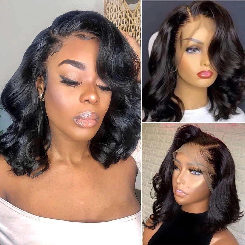 

A&R Body Wave Short Bob Lace Front Wigs 13x4 Lace Front Human Hair Wigs For Women Brazilian Ocean Wave Lace Frontal Wigs Remy
