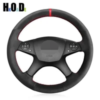 car steering wheel cover for mercedes benz w204 c class 2007 2010 c300 c230 c280 c180 c260 c200 black hand sewing suede