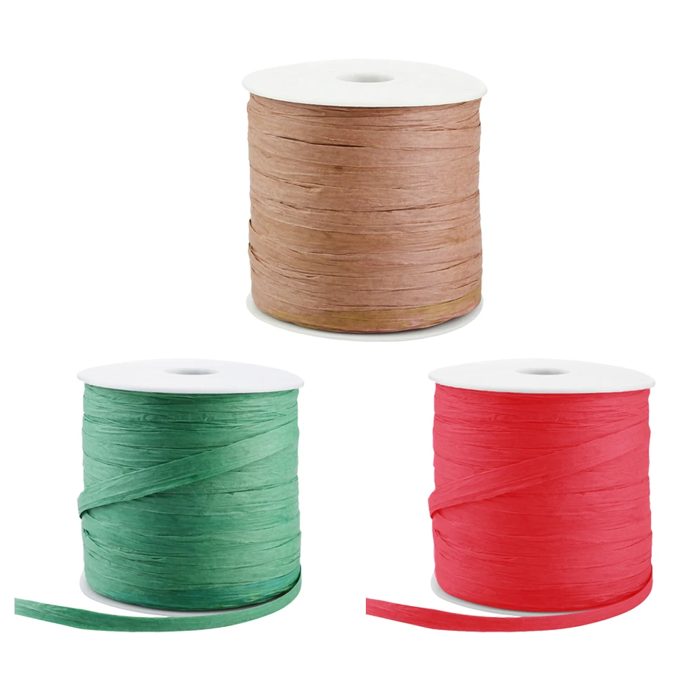 

1/4inch In Width Paper Raffia Ribbonr Decoration Wrapping Crafts 210M Reel For Weddings, Christenings