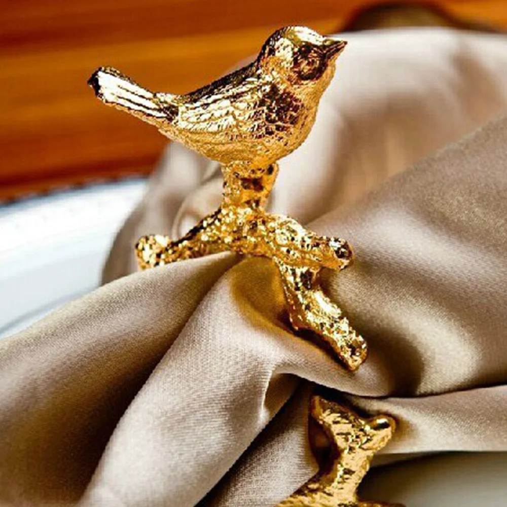 

1Pcs Plated Metal Golden Bird Model Room Napkin Buckle Hotel Napkin Ring Napkin Ring