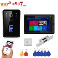 7inch record wireless wifi rfid video door phone doorbell intercom entry system with no electric strike door lock