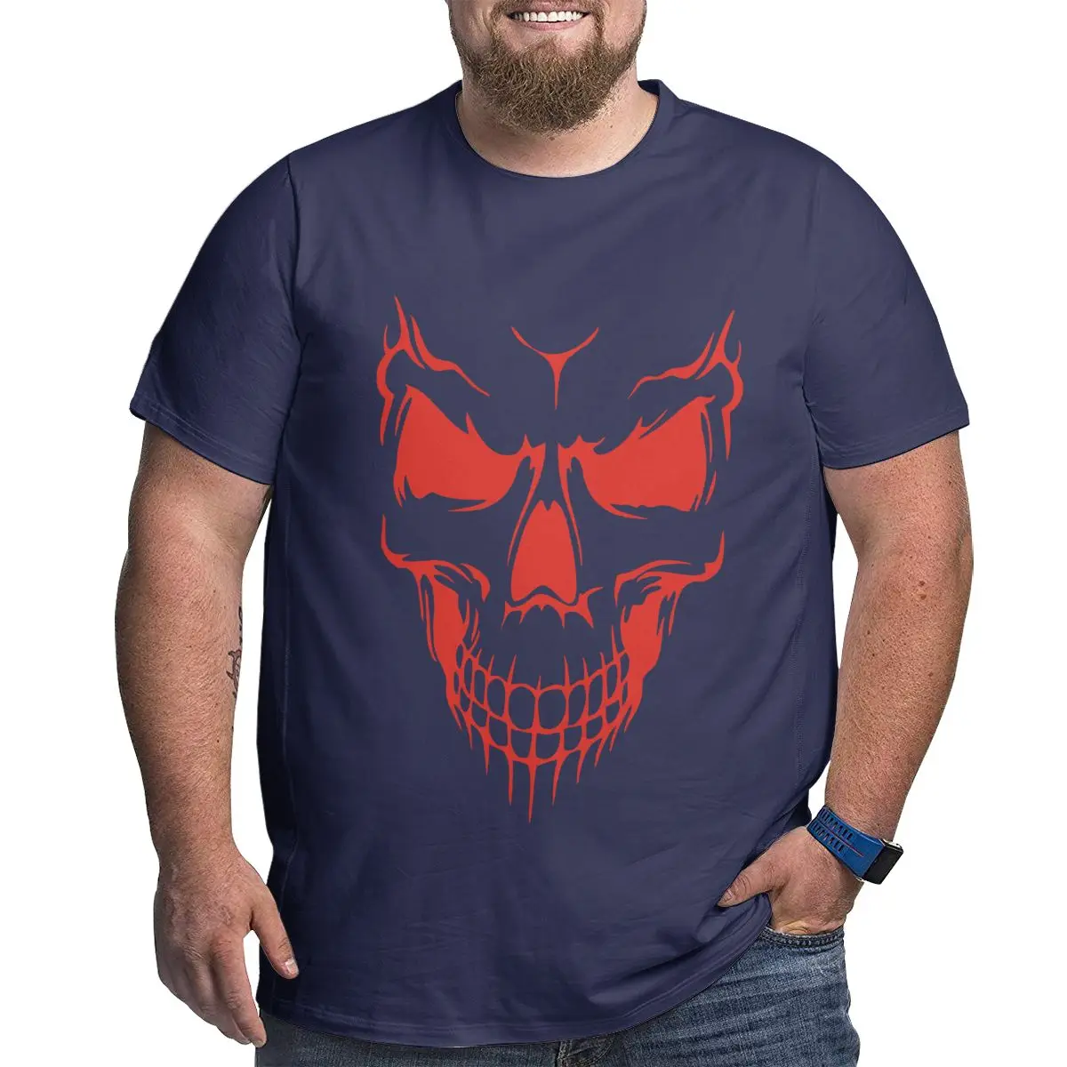 

West Coast Choppers Red Skull Face Men T Shirts Plus Size Oversized Cotton T-shirts for Big Man Summer Short Sleeves Tops