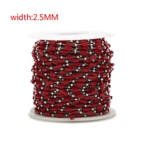 2 5mm width crystal glass beaded rosary stainless steel link chains for diy jewelry carft making chain findings top quality