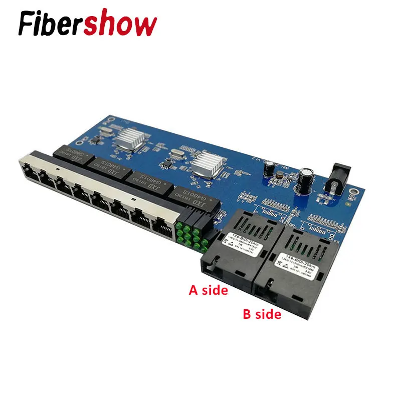 Гигабитный Ethernet-коммутатор волоконно-оптический медиа конвертер PCBA 8 RJ45 UTP 2 SC волокно Порты и разъёмы 10/100/1000M печатной платы