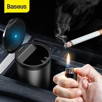 baseus car ashtray led aluminum alloy ash tray for audi bmw golf cars cup holder accessories auto ashtray cigarette holder box