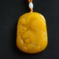 natural yellow dragon jade hand carved tiger pendant fashion boutique jewelry mens and womens zodiac necklace gift accessories