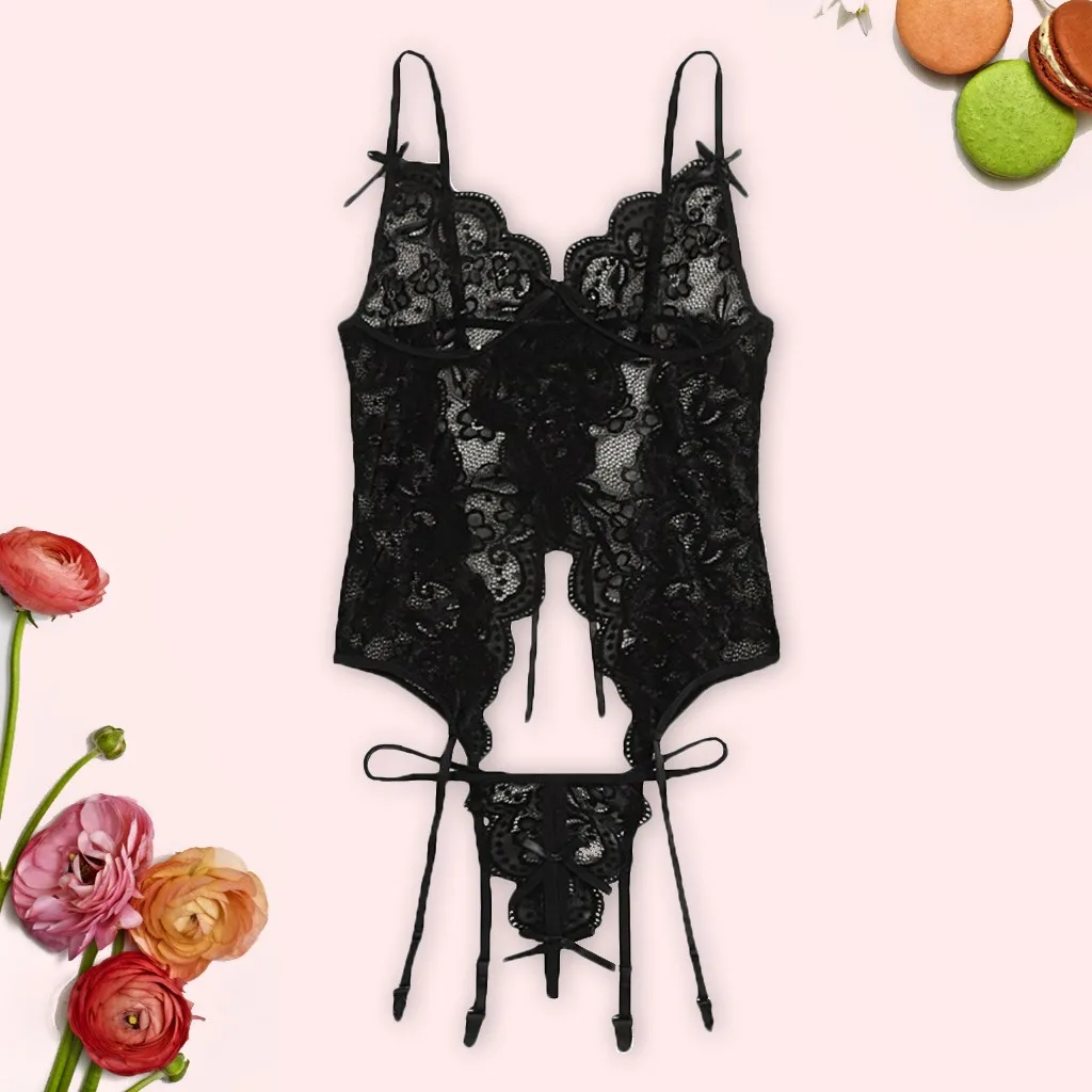 

Summer Lace Bodysuit Women Deep V Neck Sexy Black Bodysuit Backless Perspective Jumpsuit Body Mujer Sexi Women Club Tops New