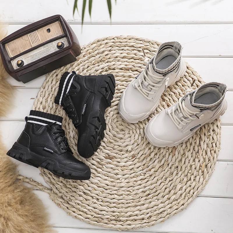 Модные кроссовки зимние ботинки Ботинки martin для мальчиков и девочек сетчатые