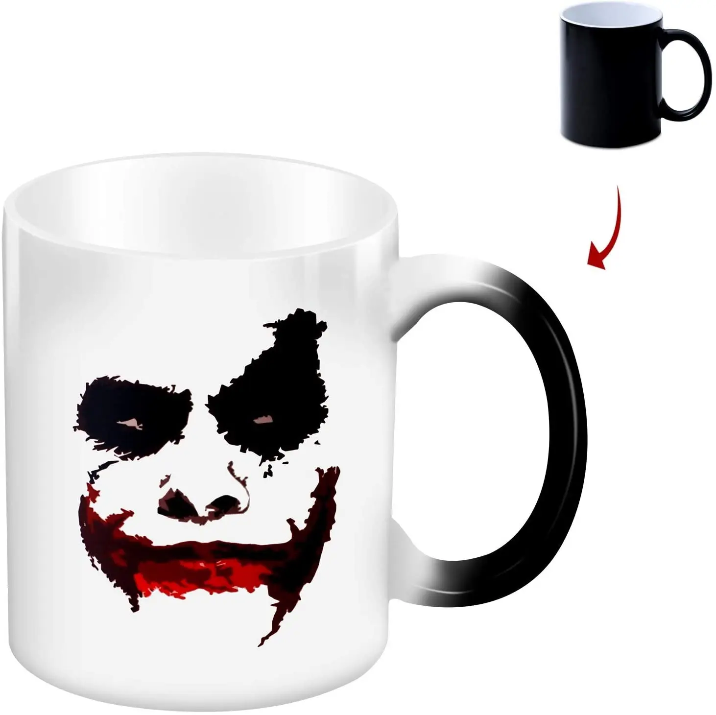 Taza de café que cambia de calor con la cara del Joker, taza que cambia de Color para niños, amigos, marido, taza de cumpleaños