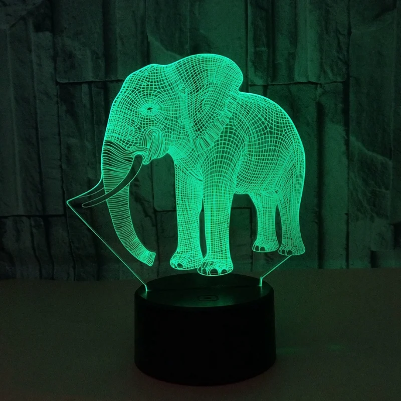 

3D Press Elephant Night Light Colorful Changing LED Table Lamp Gift Living Room Bar Decor Lights