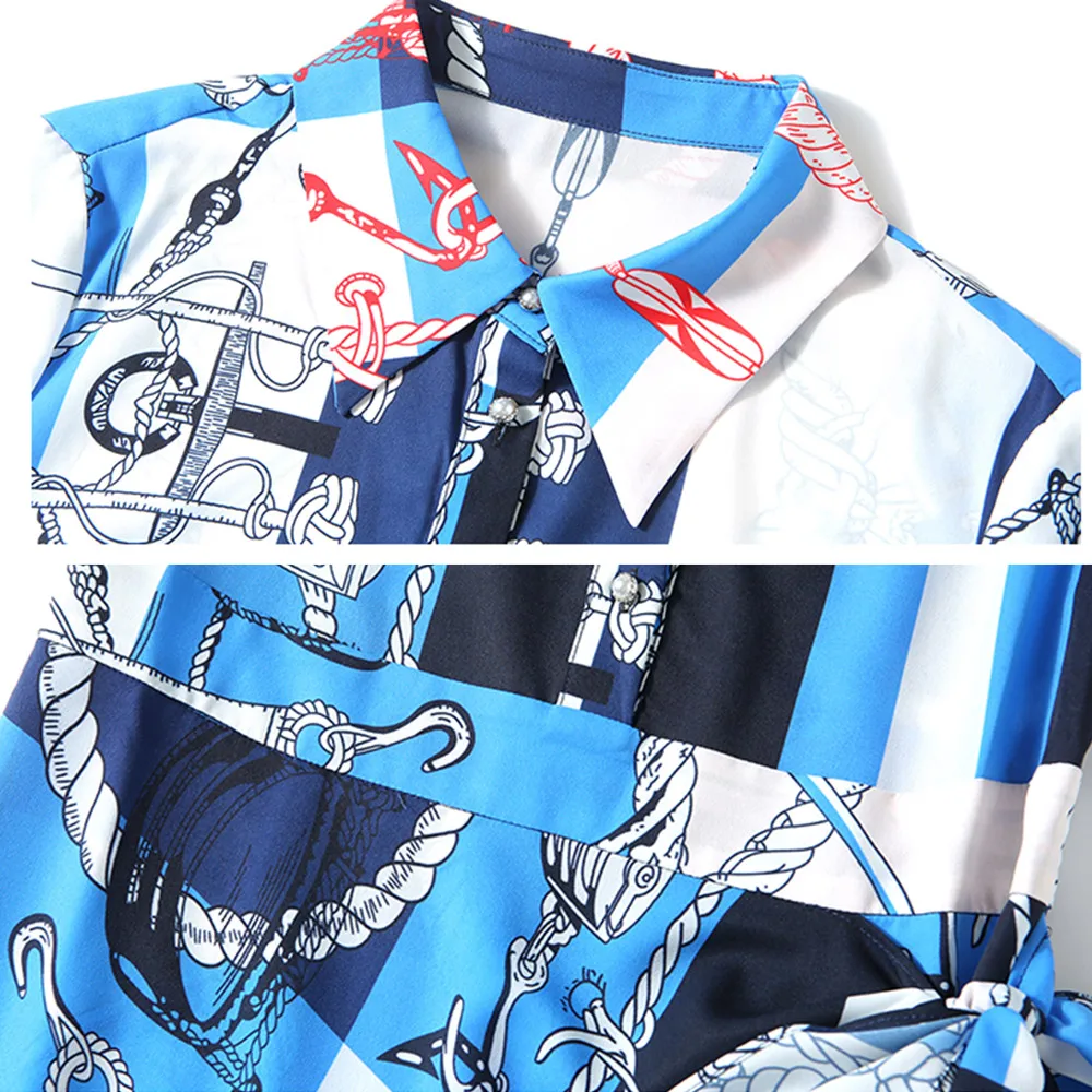 

Fashion Runway Irregular Midi Dress Summer 2020 Women Short Sleeve Vintage Printed Bow Tie Belt Elegant Casual Office Dress