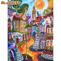 ruopoty diy painting by numbers towel city landscape paint by number modern home decor wall art picture unique gift
