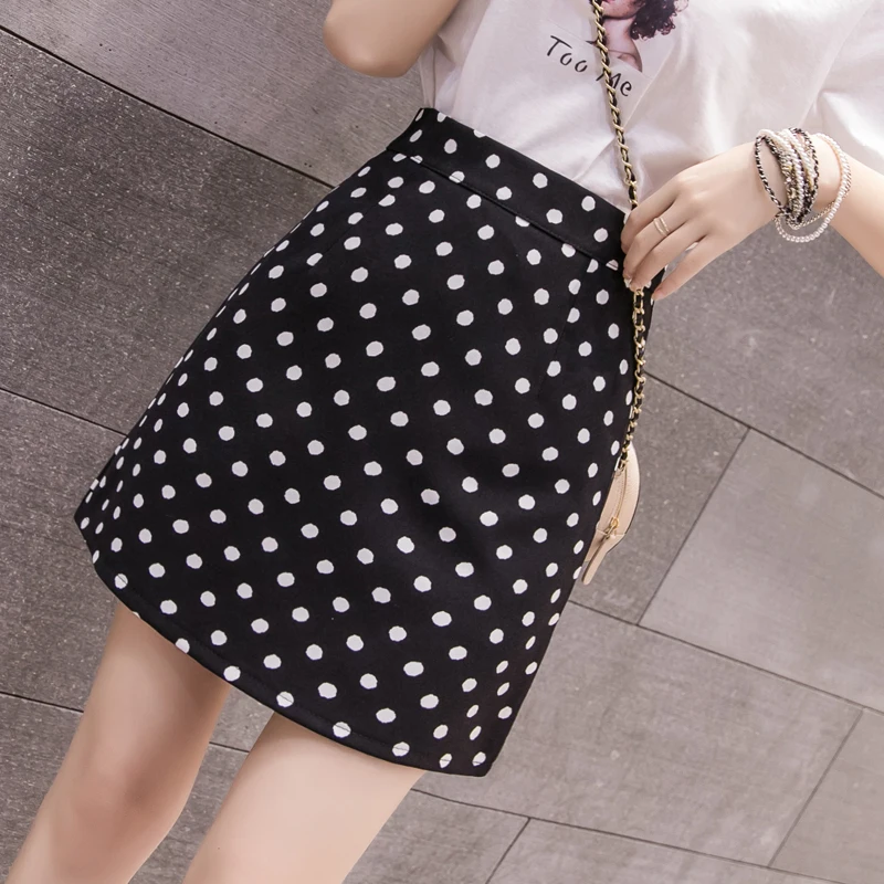 

Женская юбка-карандаш в горошек, с завышенной талией