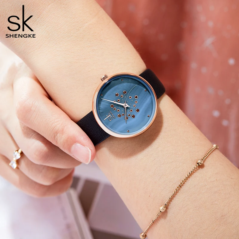 Shengke Quartz Women Watches Top Brand Luxury Waterproof Ladies Wristwatch Fashion Leather Female Gift Simple 2022 Montre Femme