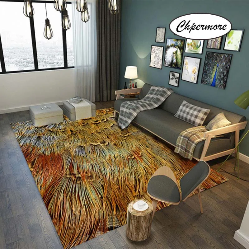 style 13 Chpermore животные мех павлин перо большие ковры перо украшения Татами Коврики Спальня дома Lving комната коврики - Цвет: style 13