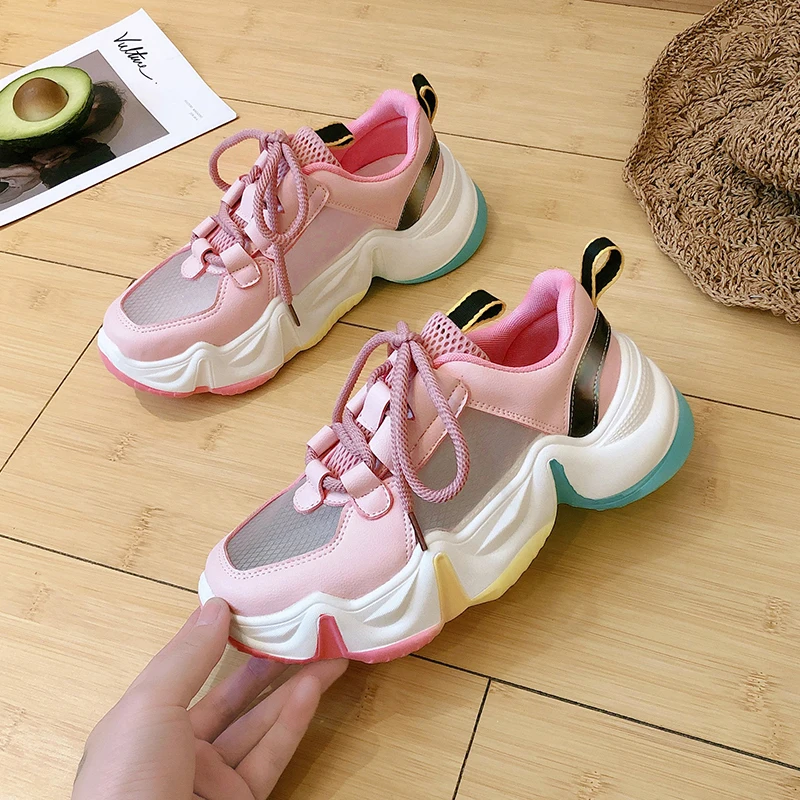 Кроссовки женские массивные Вулканизированная подошва плоская Повседневная