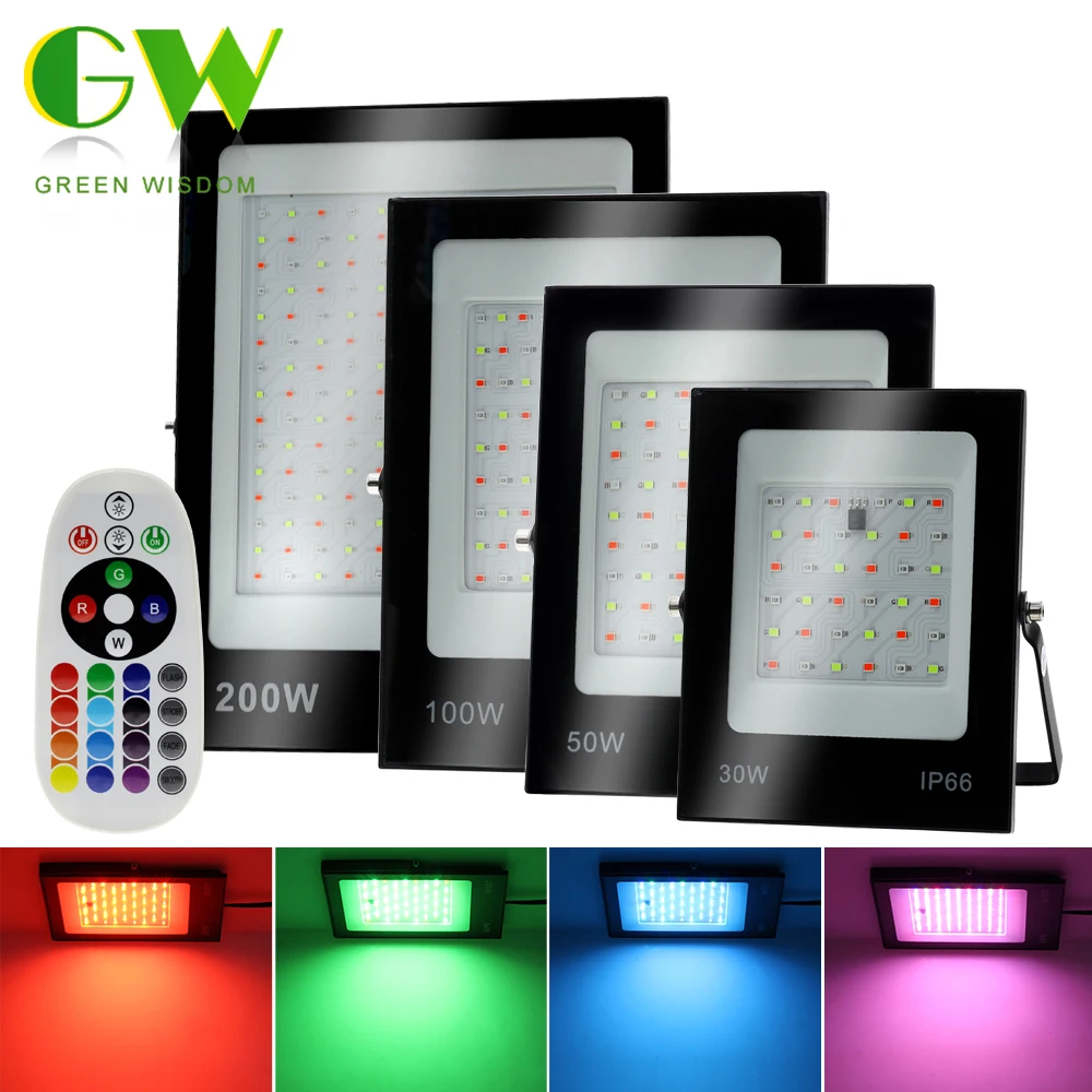 RGB Светодиодный прожектор 220 в 30 Вт 50 100 200 уличная настенная лампа отражатель IP66