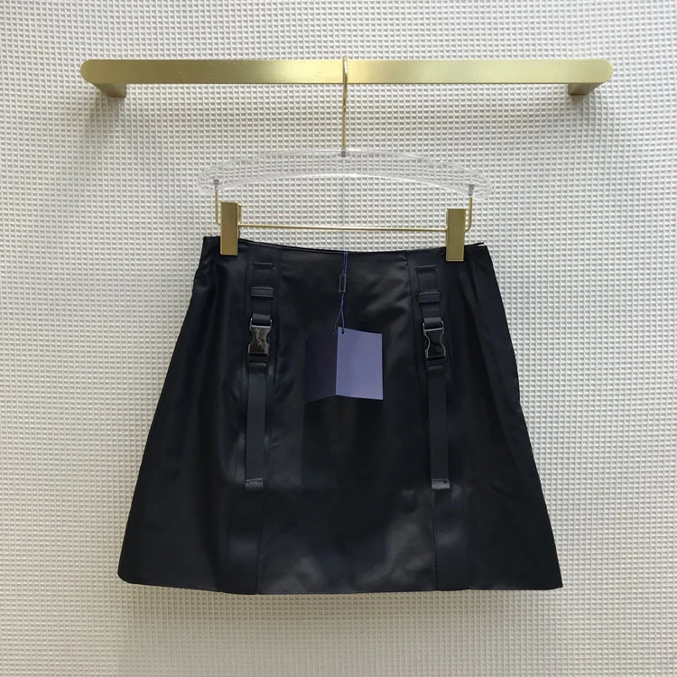 Luxury Brand Skirts Women 2021 Spring Fall High Waist Slim A Line Mini Skirt High Quality Nylon White or Black Skirts for Women