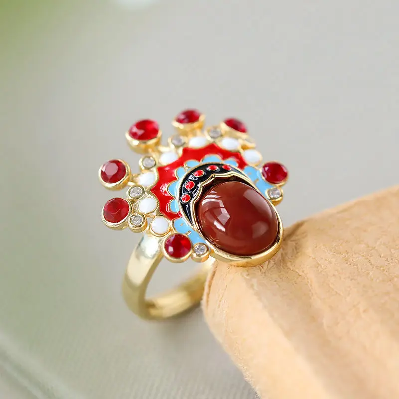Кольцо позолоченное из серебра 925 пробы с красным агатом | Украшения и аксессуары