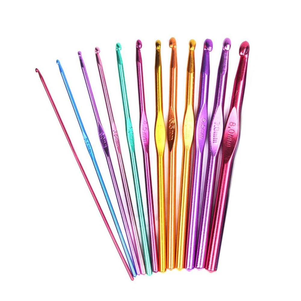 12 шт./компл. Цвет Алюминий сплав Вязание спица вязальный ящик для инструментов